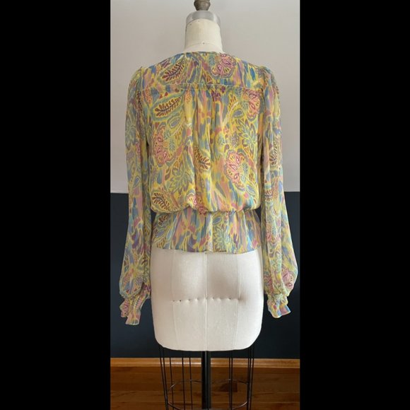 Ramy Brook Evie Printed Tie Front Blouse - Picture 4 of 4